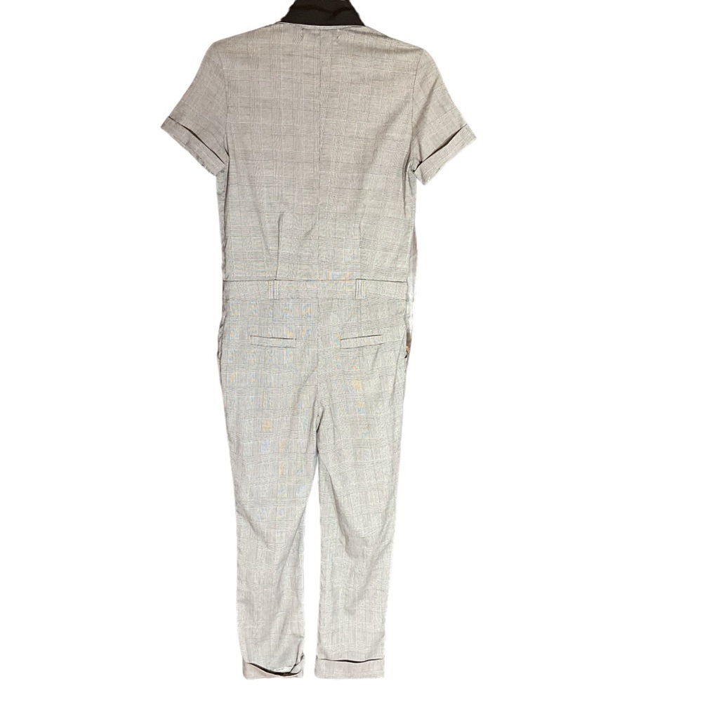 Vintage Yi Mei Er Short Sleeve Jumpsuit Office Black Gray Plaid Size Small - Picture 3 of 8